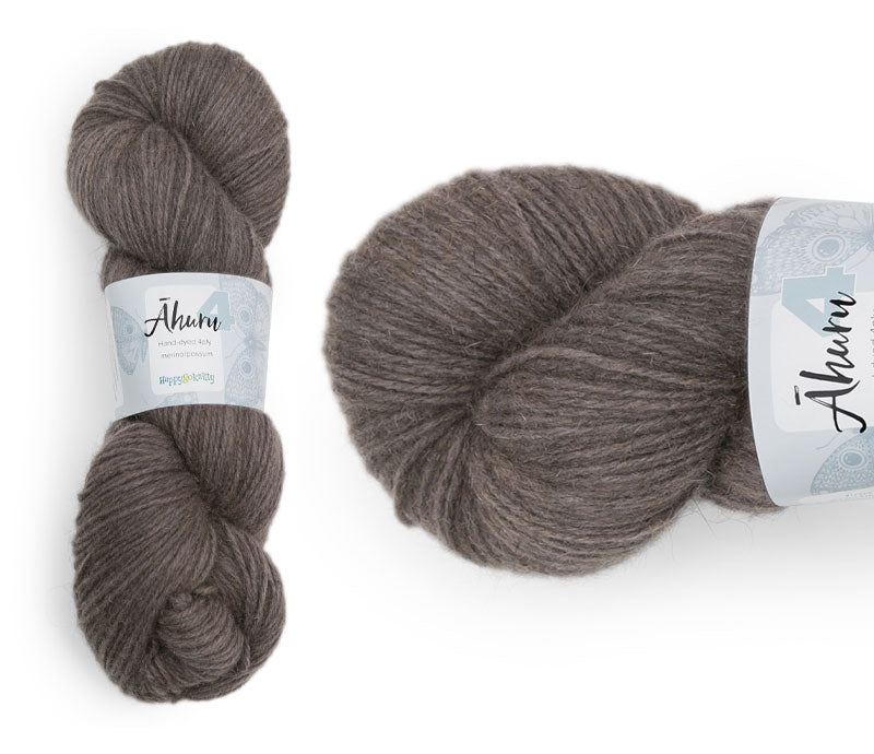 Coffee. Available in 4ply and 8ply. A wonderful yarn spun here in NZ – merino blended with possum. It's a very soft yarn with a stunning halo. Wollenspun. Beautiful for stranded and fair isle knitting. Suitable for garments, hats, scarves, mittens, and big, cosy shawls. 